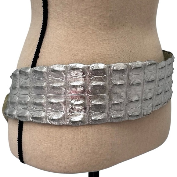 ROBERTO CAVALLI SILVER CROCODILE WIDE BELT main image 10